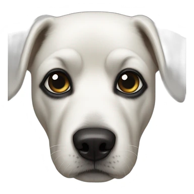 60 pound white dog with black face patch on right eye sticker