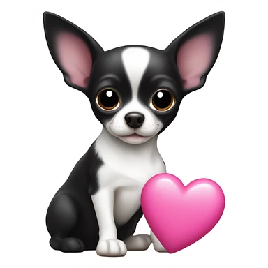Black and white chihuahua with pink heart sticker