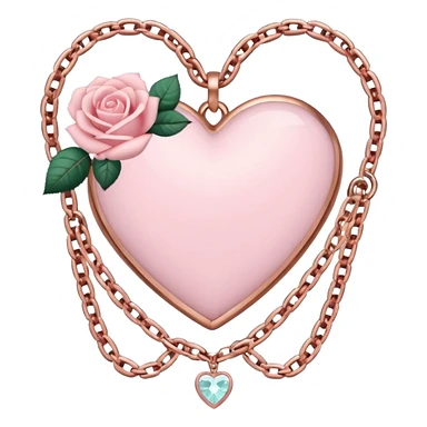 Rose-gold heart shape with chains and crystals and pastel pink roses adorning it sticker