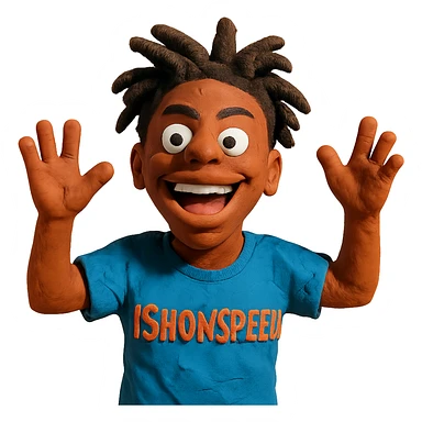 plasticine claymation style portrait of IShowSpeed, energetic sticker