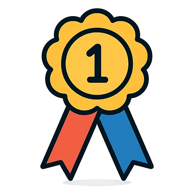 vector icon of an award winner with gold and colorful elements, elegant and minimalist flat design, award badge style, 2D flat vector, trending icon look, soft shadows, no text, isolated on white background, perfect for commercial use sticker