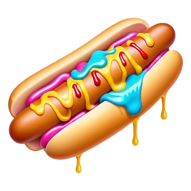 Melting neon ice cream hot dog  sticker