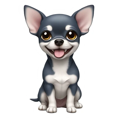 Navy gray smiled Cute mini Chihuahua with a tongue chubby full body should be displayed  sticker