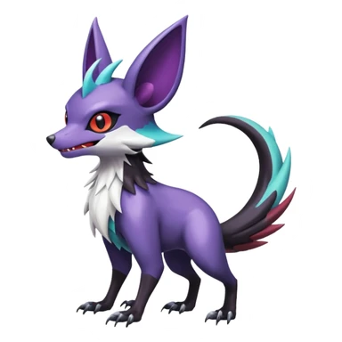 Shiny Cute Noibat-Noivern-Mightyena-Silvally-Fakémon-hybrid-creature (full body)  sticker