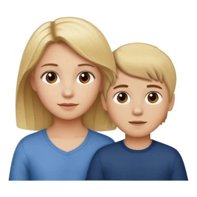 blonde head girl with a brown little boy  sticker