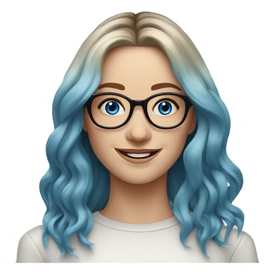 Shoulder length Balayage pale model lady with glasses and blue eyes happy  sticker