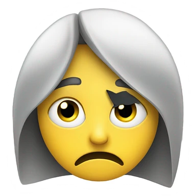 yellow sad face with black hair covering one eye sticker