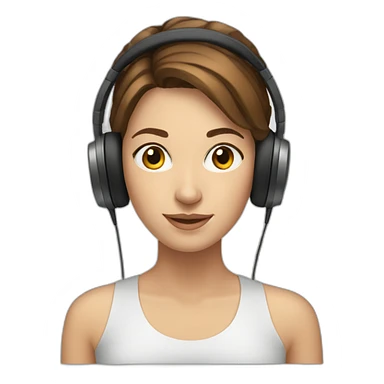 young white woman, brown hair with reflections wearing headphones sticker