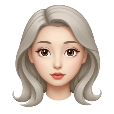 ผู้หญิงรูปหน้า
ดวงตา: สีเทาใส ไล่เฉดอ่อนเข้ม มีไฮไลต์เล็ก ๆ ทำให้ดูเฉียบ
ชั้นตา: สองชั้นชัด ปลายหางตาเฉียงขึ้นเล็กน้อย
ขนตา: ยาว งอน เน้นความคม
คิ้ว: สไตล์สาวเกาหลีสายเท่
ริมฝีปาก: ทรงกระจับบาง ยิ้มมุมปากเดียว
ผิว: ขาวอมเบจ ผิวแมตต์เรียบ
ผมตรงยาวเงา sticker