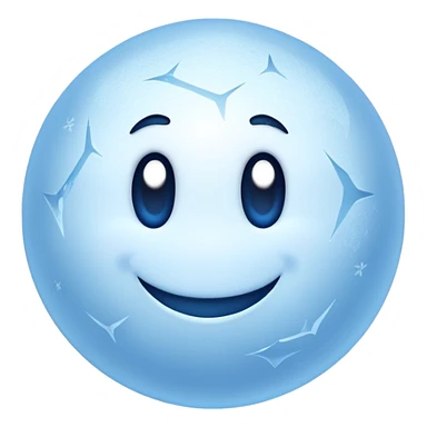 a frozen ball, icy and frosty, with visible frost and a cool blue tint, modern emoji style sticker
