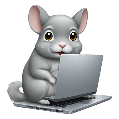 chinchilla typing on a laptop sticker
