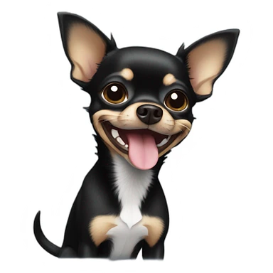 black chihuahua smiling with write arounds its neck sticker