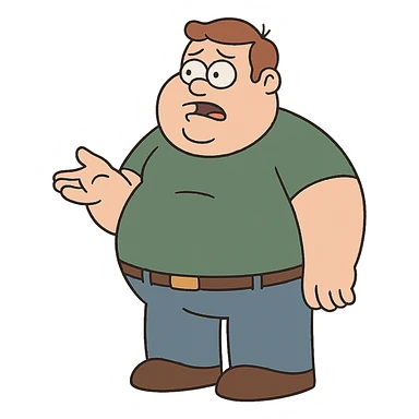 flat toon style big boy character sticker