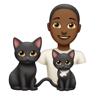 Black mom and dad cat with kittens  sticker