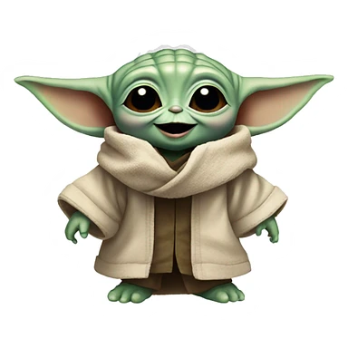 Baby Yoda smiles with giant smile sticker