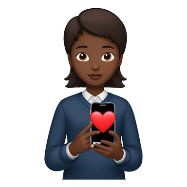 person silhouette holding a phone with a heart sticker