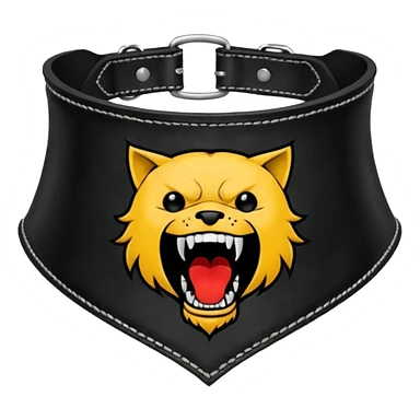 Leather collar engraved with screaming mouth sigil, dominance aesthetic sticker