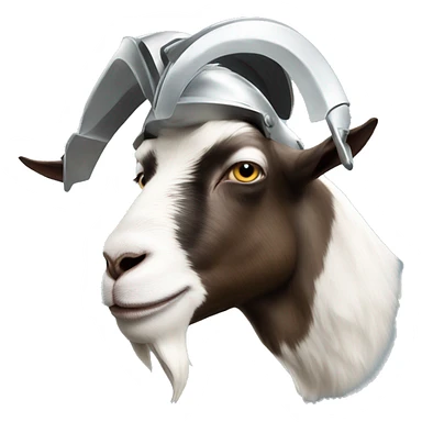 goat wearing an aliminium helmet sticker