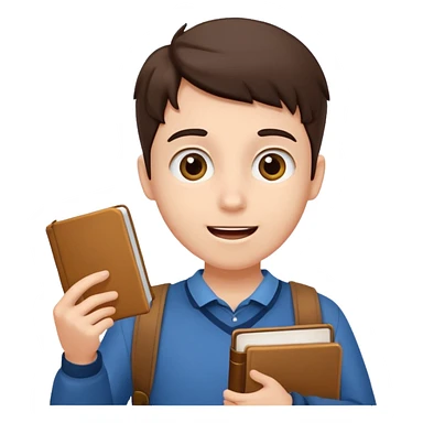 student holding a book and asking a question sticker