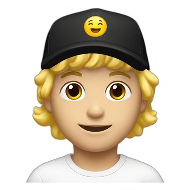 blond boy cap black front sticker