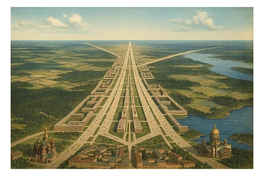 Москва соединена с Санкт-Петербургом и образовывает единый город-луч. Чем-то похожий на NEOM

Архивные цветные фото 1920 год sticker