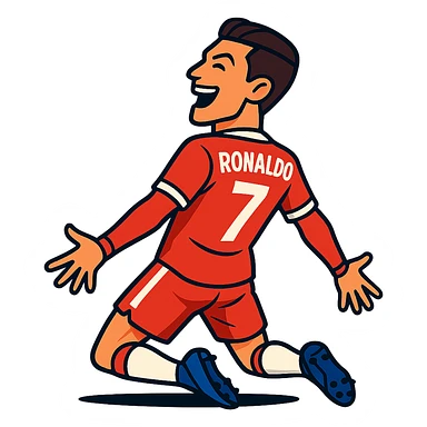 Cristiano Ronaldo celebrating with his signature 'Siuuu' pose, energetic and joyful sticker