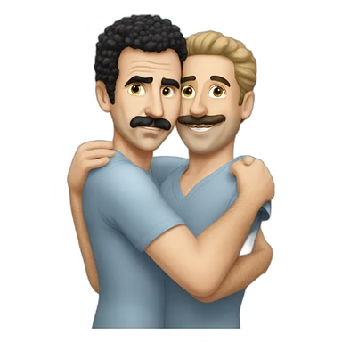 borat hugs caucasian man sticker