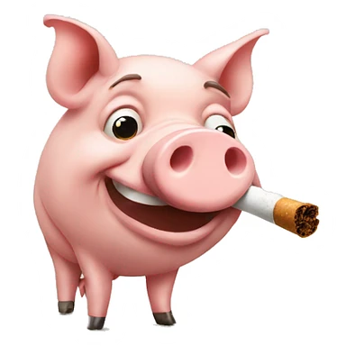 pig smoking  sticker
