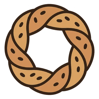 simit bread, flat color icon, minimal and bold sticker
