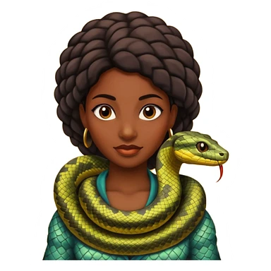 black woman with snake on shoulders sticker