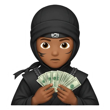 Niño ninja con dinero sticker