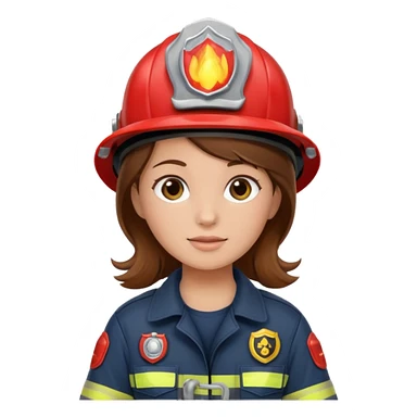 girl fireman with brown hair sticker