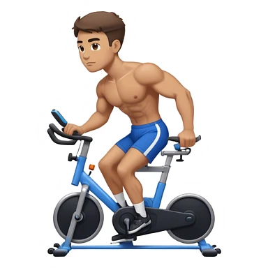buff guy blue shorts black stationary bike sticker