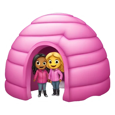 Pink igloo with girls  sticker