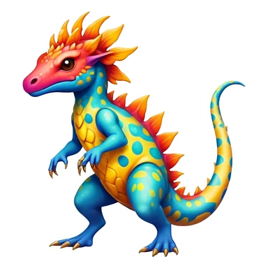 a colorful edgy vernid-fionbri-creature with splash patterns full body sticker