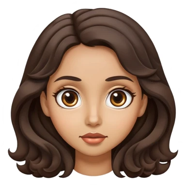 woman face with big eyes, medium skin tone, and dark wavy hair sticker