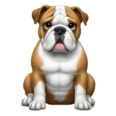 English bulldog fawn & white sitting by fireplace sticker