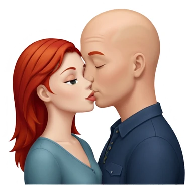 Red hair girl kiss bald Guy  sticker