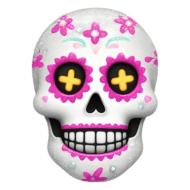 Sparkly white and pink sugar skull sticker