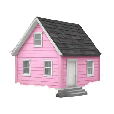 Small pink house white roof sticker