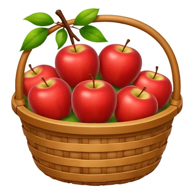 cozy basket of apples after apple picking ghibli style png sticker