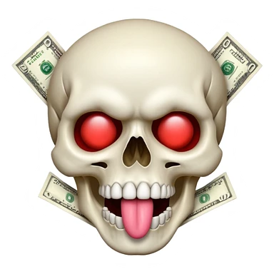 Money White Skull Emoji and Tongue Face sticker