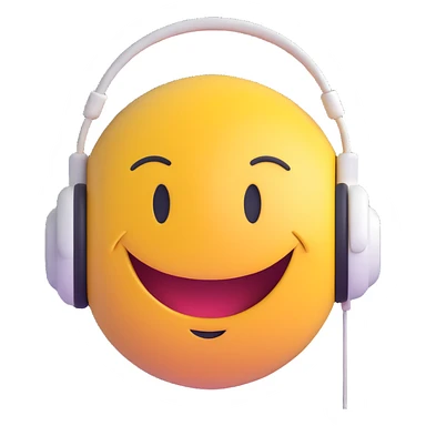 nodding smiley face wearing headphones sticker