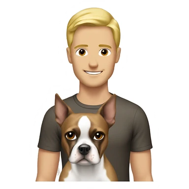 Blonde guy with brown boston terrier sticker