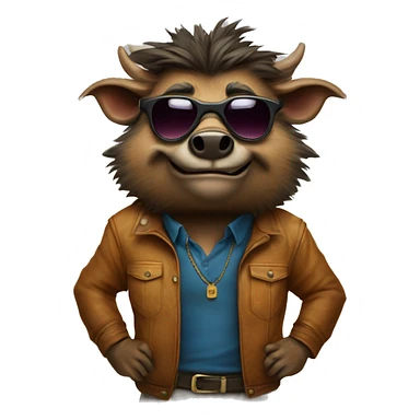anthropomorphic, Smirking boar with sunglasses, standing, human likeness, T-pose sticker