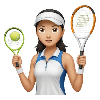 Show me an Asian American woman who is addicted to tennis sticker