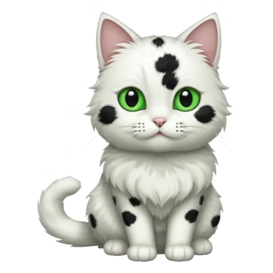 um gato branco com manchas pretas  olho preto e verde só manchas pretas corpo completo sticker