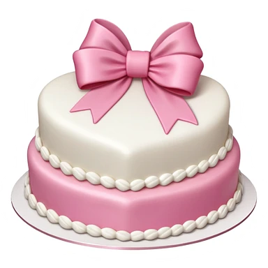 Heart shaped birthday cake with a huge pink bow and white vintage frosting  sticker