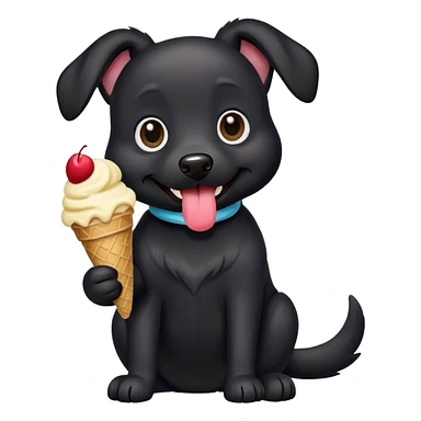 Black dog with ice cream sticker