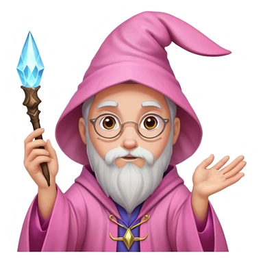 Wizard casting spells pink and bunny sticker